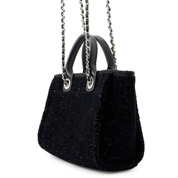 シャネル トートバッグ ドーヴィル ロゴ キャンバス/レザー CHANEL バッグ 2wayショルダーバッグ 黒