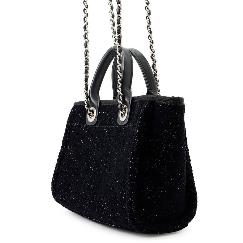 シャネル トートバッグ ドーヴィル ロゴ キャンバス/レザー CHANEL バッグ 2wayショルダーバッグ 黒