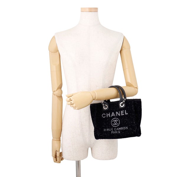 シャネル トートバッグ ドーヴィル ロゴ キャンバス/レザー CHANEL バッグ 2wayショルダーバッグ 黒
