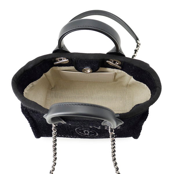 シャネル トートバッグ ドーヴィル ロゴ キャンバス/レザー CHANEL バッグ 2wayショルダーバッグ 黒