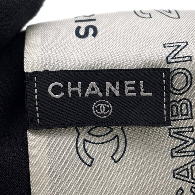 シャネル スカーフ ココマーク アイコンモチーフ CHANEL シルク 黒 白