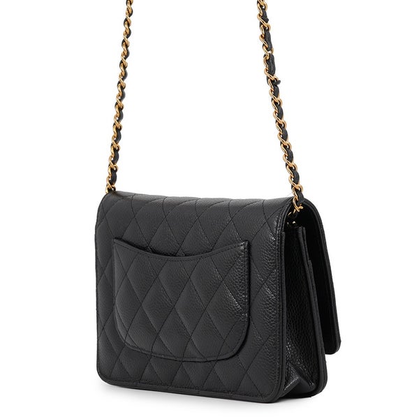 シャネル チェーンウォレット クラシック マトラッセ ココマーク キャビアスキン AP0250 CHANEL 財布 ブラック 黒