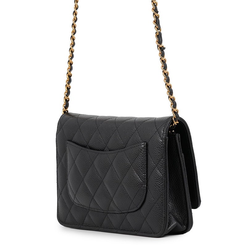 シャネル チェーンウォレット クラシック マトラッセ ココマーク キャビアスキン AP0250 CHANEL 財布 ブラック 黒
