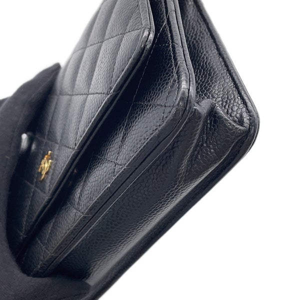 シャネル チェーンウォレット クラシック マトラッセ ココマーク キャビアスキン AP0250 CHANEL 財布 ブラック 黒