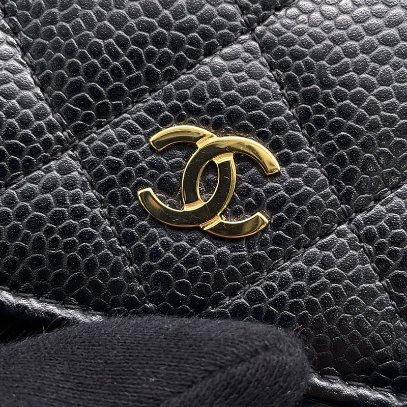 シャネル チェーンウォレット クラシック マトラッセ ココマーク キャビアスキン AP0250 CHANEL 財布 ブラック 黒