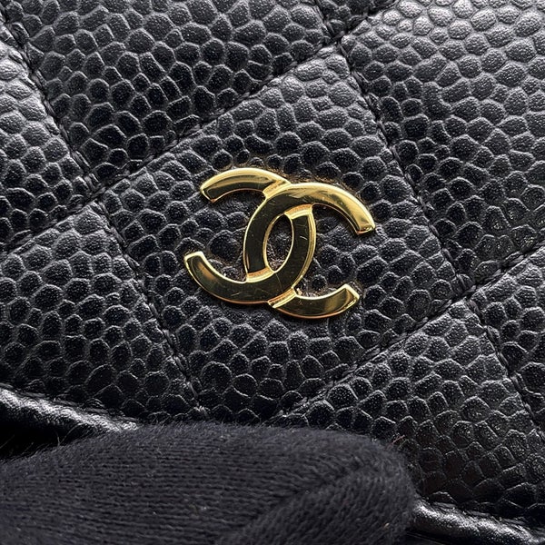 シャネル チェーンウォレット クラシック マトラッセ ココマーク キャビアスキン AP0250 CHANEL 財布 ブラック 黒