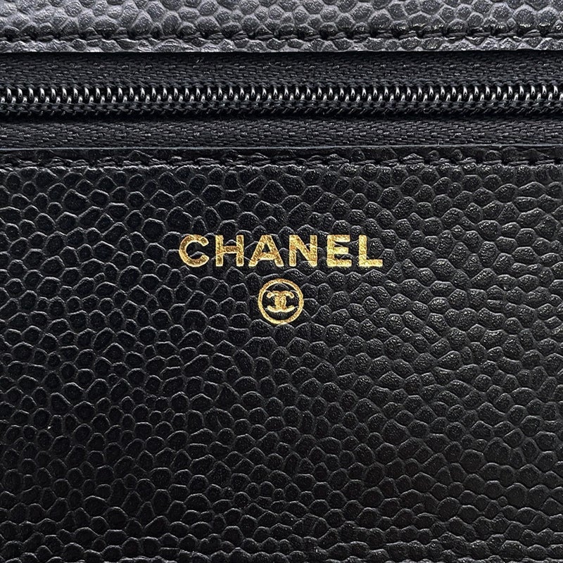 シャネル チェーンウォレット クラシック マトラッセ ココマーク キャビアスキン AP0250 CHANEL 財布 ブラック 黒