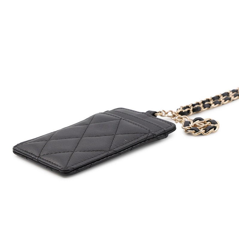 シャネル チェーンカードケース マトラッセ ココマーク ラムスキン AP0711 CHANEL パスケース 黒