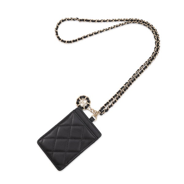 シャネル チェーンカードケース マトラッセ ココマーク ラムスキン AP0711 CHANEL パスケース 黒