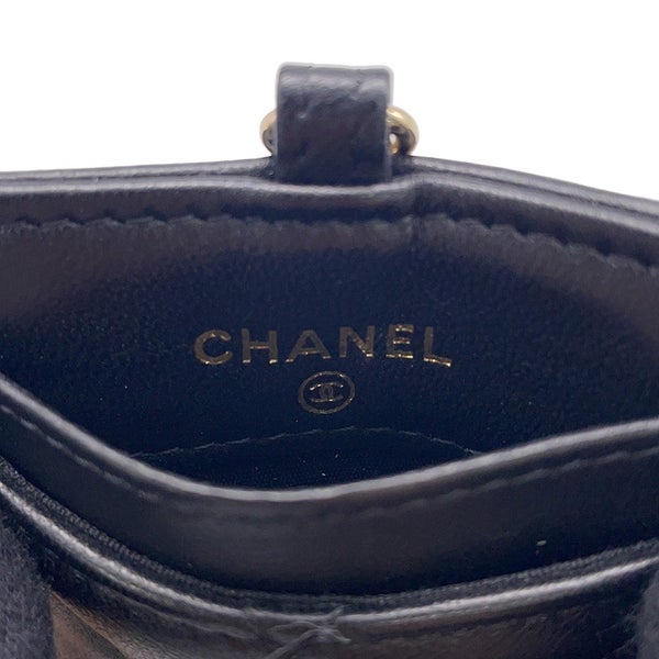 シャネル チェーンカードケース マトラッセ ココマーク ラムスキン AP0711 CHANEL パスケース 黒