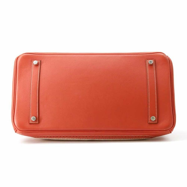 エルメス バーキン35 ギリーズ サンギーヌ/エクリュ/シルバー金具 トワルアッシュ/スイフト □R刻印