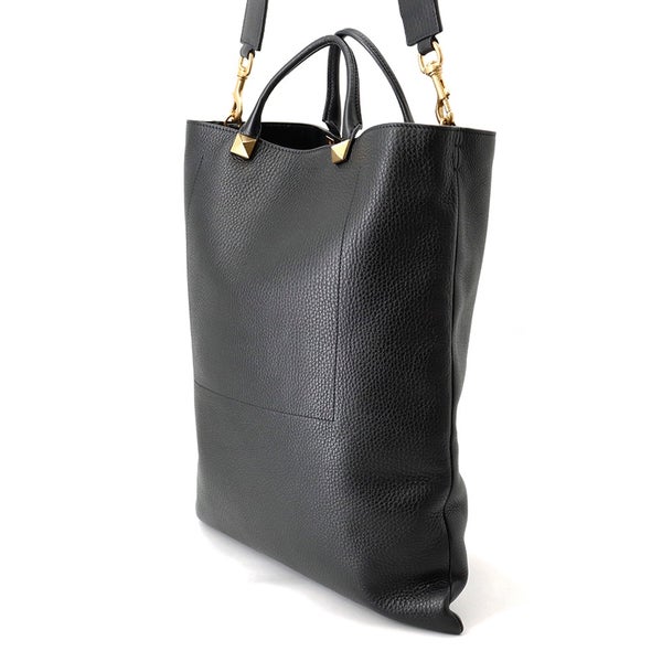 ヴァレンティノ・ガラヴァーニ トートバッグ ロゴ スタッズ レザー VALENTINO ２wayショルダー 黒