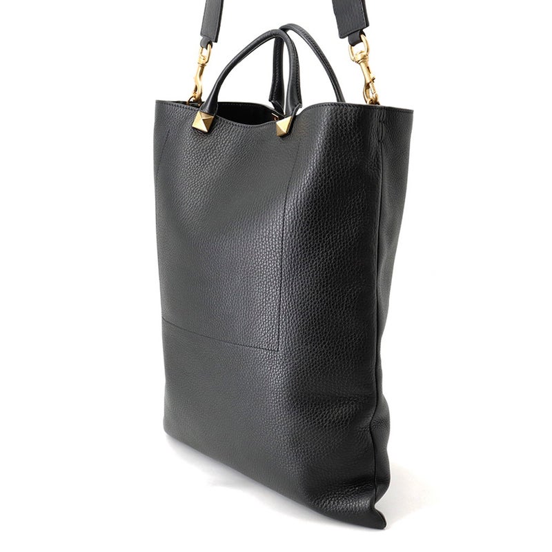 ヴァレンティノ・ガラヴァーニ トートバッグ ロゴ スタッズ レザー VALENTINO ２wayショルダー 黒