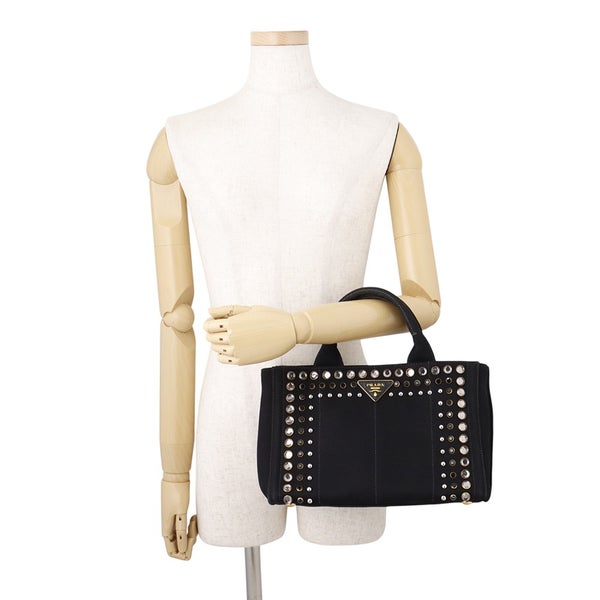 プラダ トートバッグ カナパ ビジュー CANAPA キャンバス B24390 PRADA 黒
