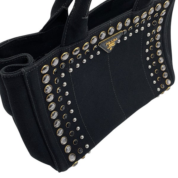 プラダ トートバッグ カナパ ビジュー CANAPA キャンバス B24390 PRADA 黒
