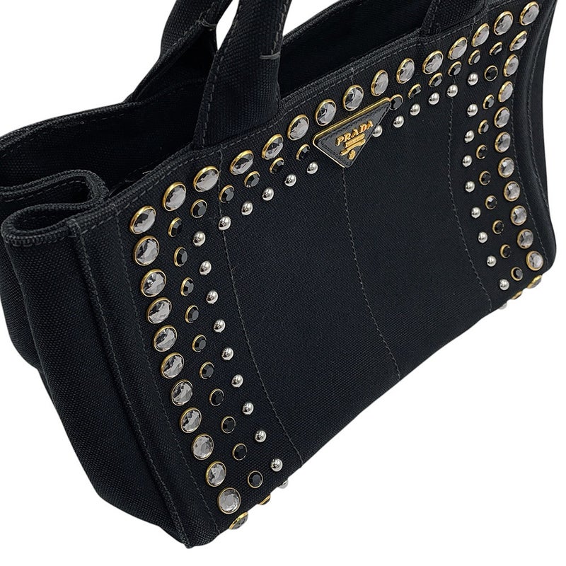プラダ トートバッグ カナパ ビジュー CANAPA キャンバス B24390 PRADA 黒