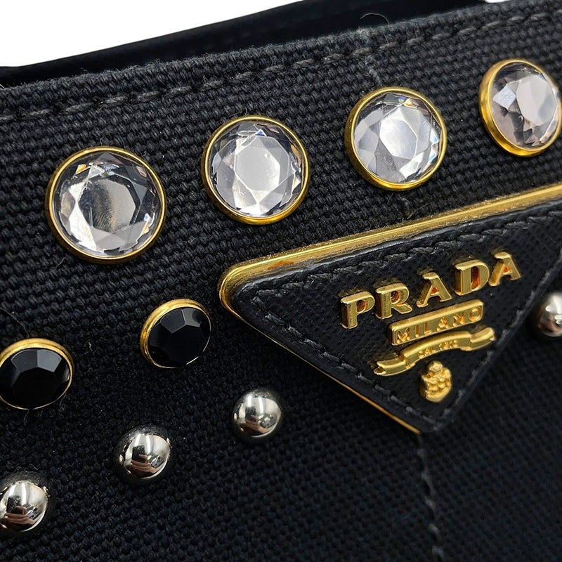 プラダ トートバッグ カナパ ビジュー CANAPA キャンバス B24390 PRADA 黒