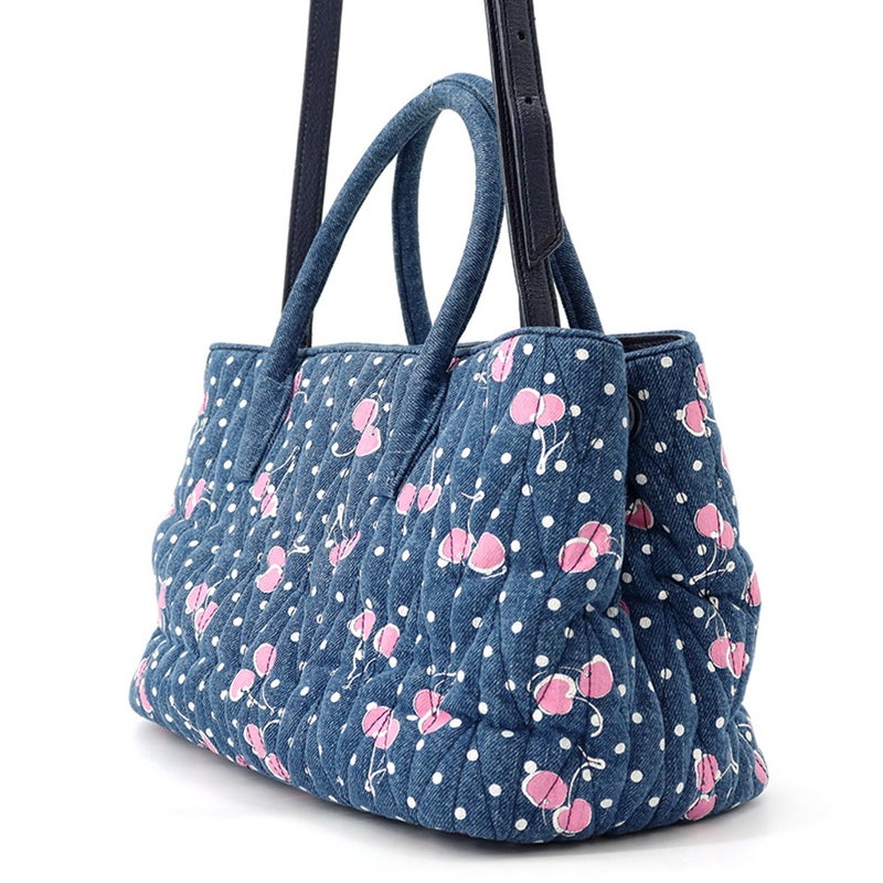 ミュウミュウ ハンドバッグ マテラッセ チェリー デニム/レザー  Miu Miu 2wayショルダーバッグ