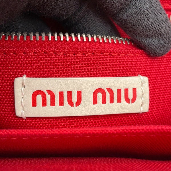 ミュウミュウ ハンドバッグ イントレッチオ レザー/キャンバス 5BA077 Miu Miu 2wayショルダーバッグ 白