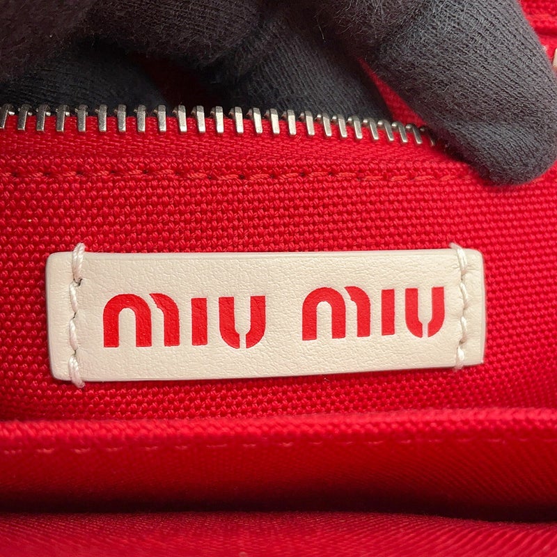 ミュウミュウ ハンドバッグ イントレッチオ レザー/キャンバス 5BA077 Miu Miu 2wayショルダーバッグ 白