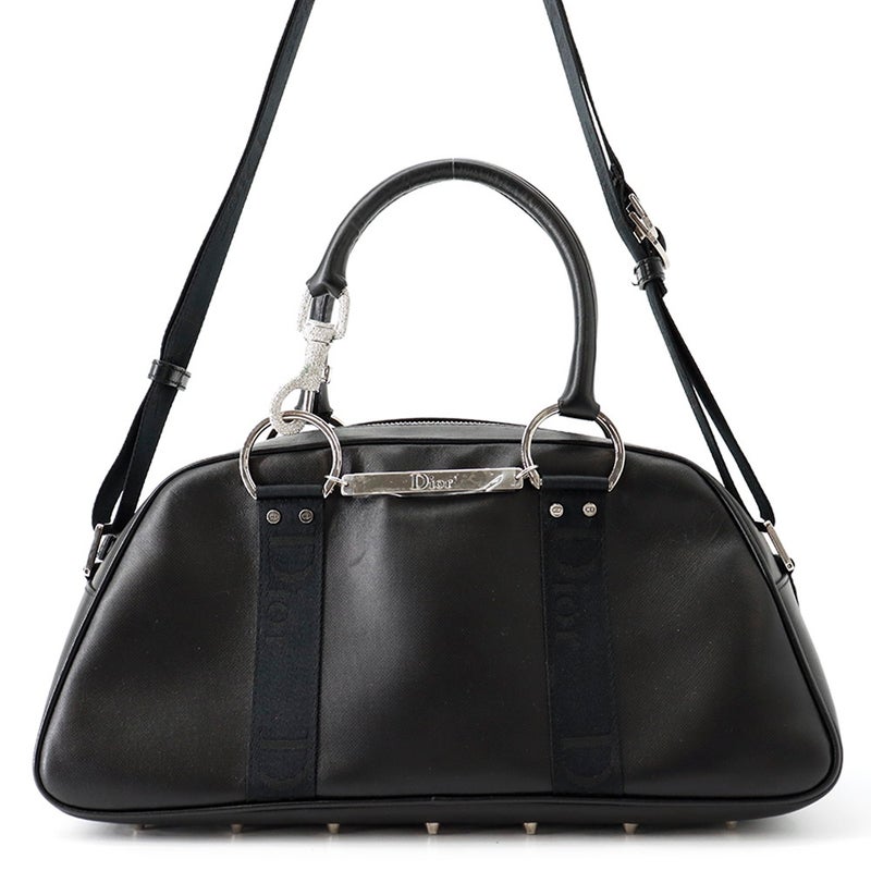 クリスチャン・ディオール ハンドバッグ ハードコア ラインストーン Christian Dior ２wayショルダー 黒
