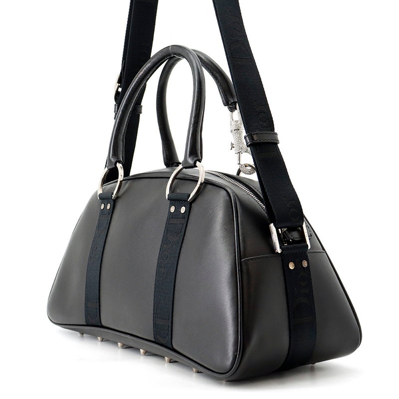 クリスチャン・ディオール ハンドバッグ ハードコア ラインストーン Christian Dior ２wayショルダー 黒