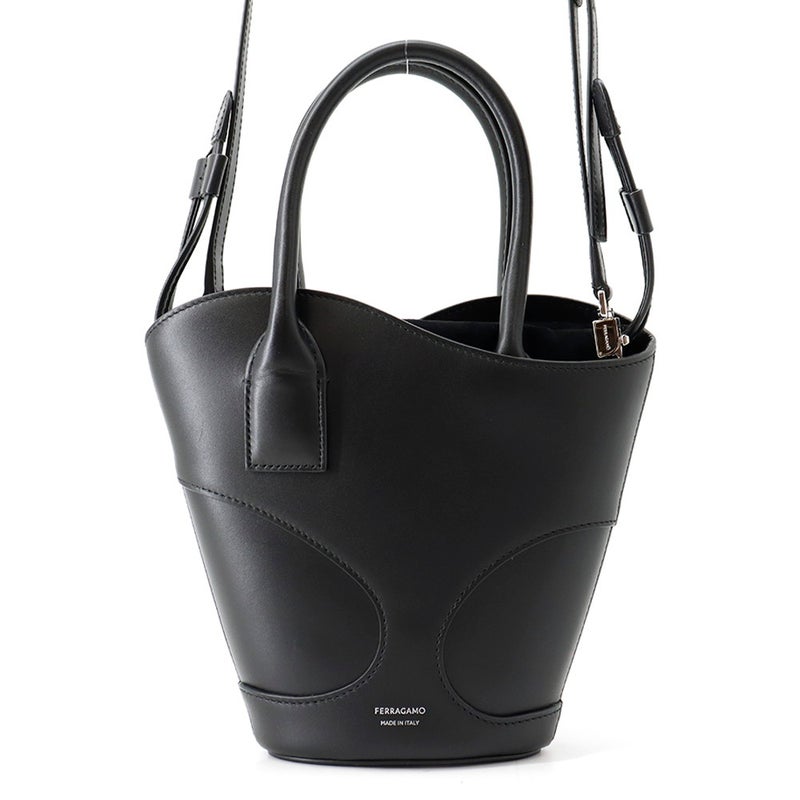 サルヴァトーレ・フェラガモ ハンドバッグ カットアウトS カーフレザー 215933 Ferragamo 2way 黒