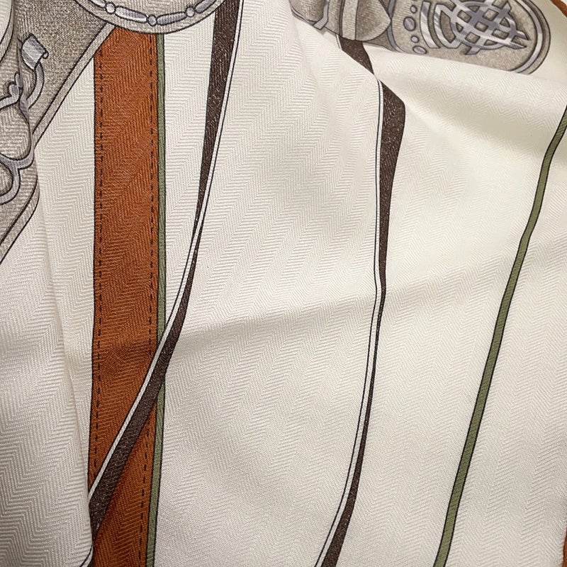 エルメス ストール トライアングル ジェアン 朝の散歩 La Promenade du Matin カシミヤ シルク HERMES
