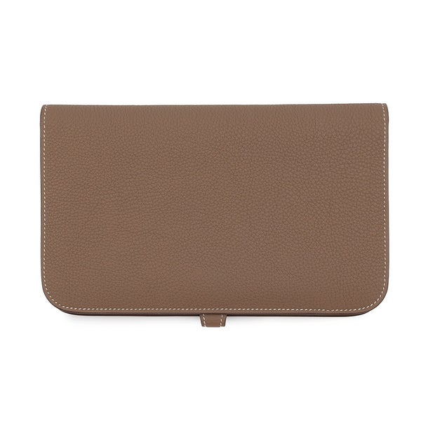 エルメス 長財布 ドゴンGM デュオ エトゥープ/シルバー金具 トゴ K刻印 HERMES 財布