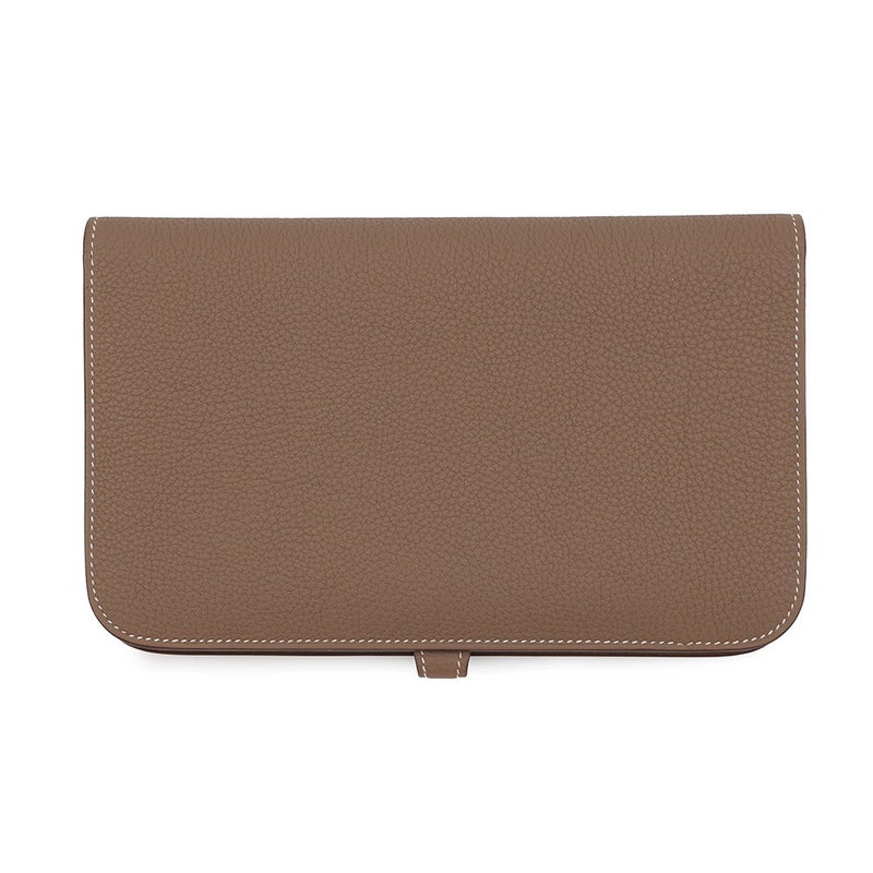 エルメス 長財布 ドゴンGM デュオ エトゥープ/シルバー金具 トゴ K刻印 HERMES 財布