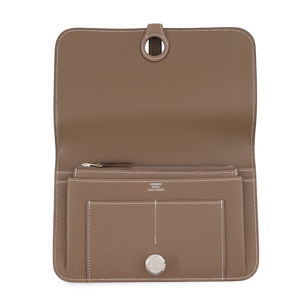 エルメス 長財布 ドゴンGM デュオ エトゥープ/シルバー金具 トゴ K刻印 HERMES 財布