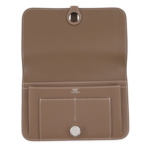 エルメス 長財布 ドゴンGM デュオ エトゥープ/シルバー金具 トゴ K刻印 HERMES 財布
