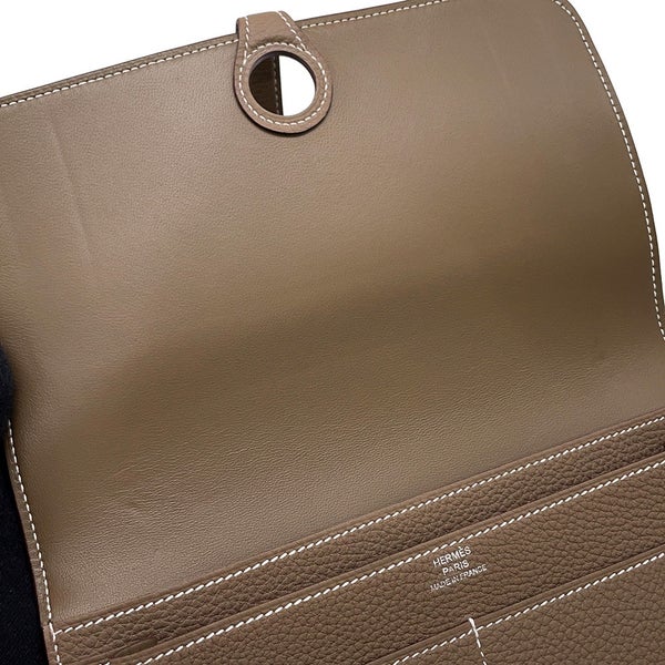 エルメス 長財布 ドゴンGM デュオ エトゥープ/シルバー金具 トゴ K刻印 HERMES 財布