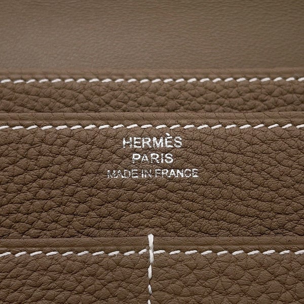 エルメス 長財布 ドゴンGM デュオ エトゥープ/シルバー金具 トゴ K刻印 HERMES 財布