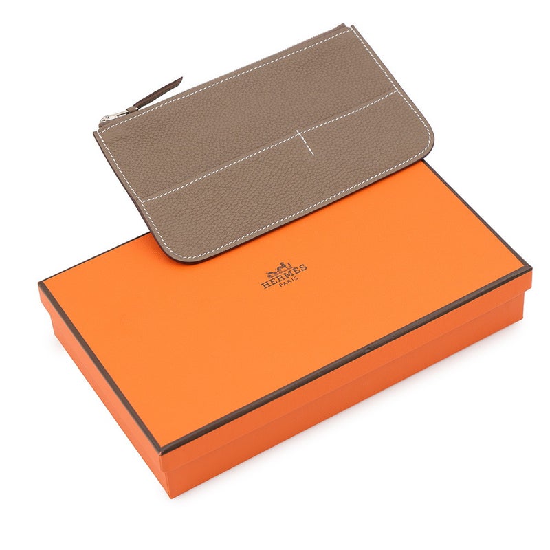 エルメス 長財布 ドゴンGM デュオ エトゥープ/シルバー金具 トゴ K刻印 HERMES 財布