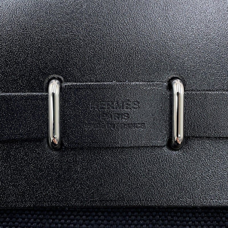 エルメス ショルダーバッグ エールバッグジップ ミニ ブラック/シルバー金具 トワルアッシュ/ヴァッシュハンター G刻印 HERMES 黒