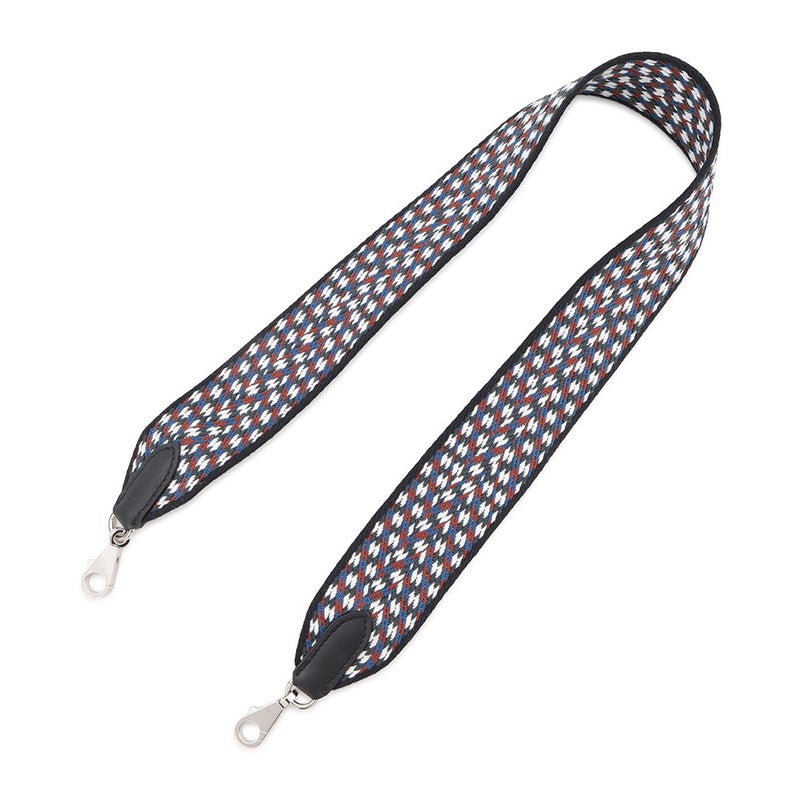 エルメス ショルダーストラップ バンドリエール サングル カヴァル ブラック/ホワイト/ブルー/シルバー金具 W刻印