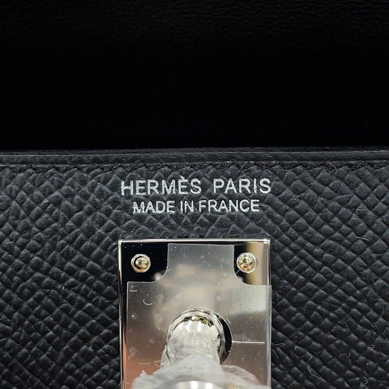 エルメス ハンドバッグ ミニケリー 外縫い ブラック/シルバー金具 エプソン G刻印 HERMES Kelly 2wayバッグ 黒