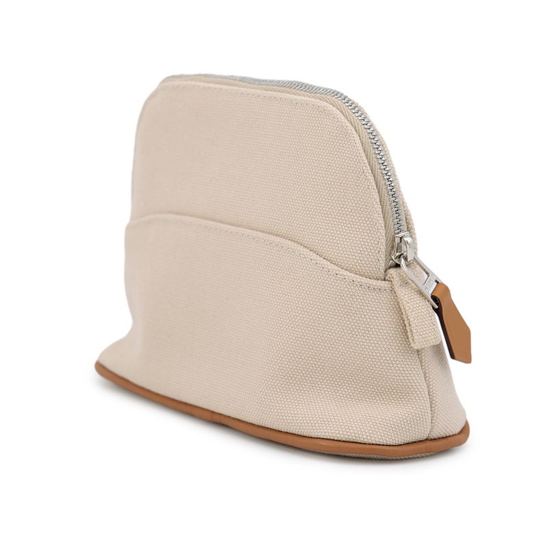 エルメス ポーチ ボリードポーチ ミニミニ ナチュラル/シルバー金具 コットン HERMES 小物入れ