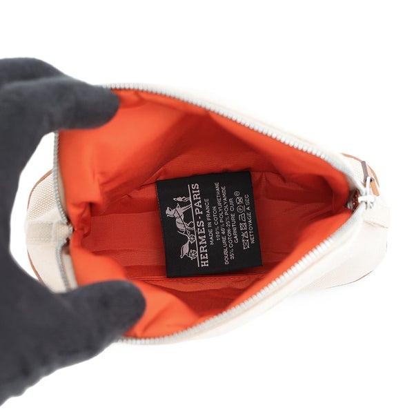 エルメス ポーチ ボリードポーチ ミニミニ ナチュラル/シルバー金具 コットン HERMES 小物入れ