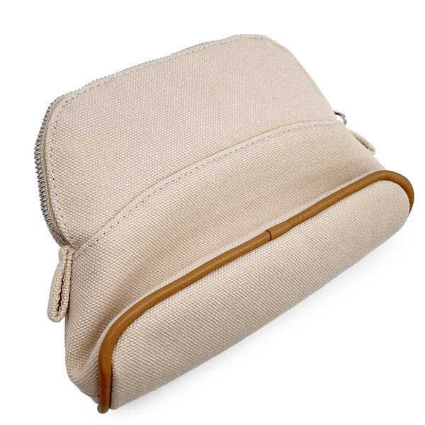 エルメス ポーチ ボリードポーチ ミニミニ ナチュラル/シルバー金具 コットン HERMES 小物入れ