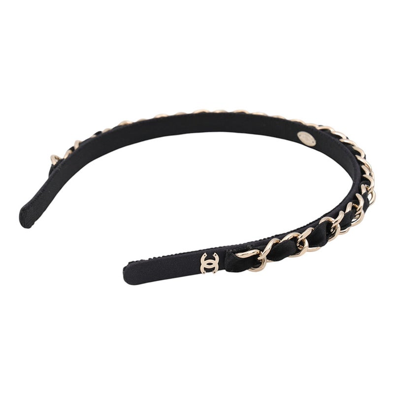 シャネル カチューシャ ココマーク シルク 26C AAB860 CHANEL ヘアアクセサリー 黒
