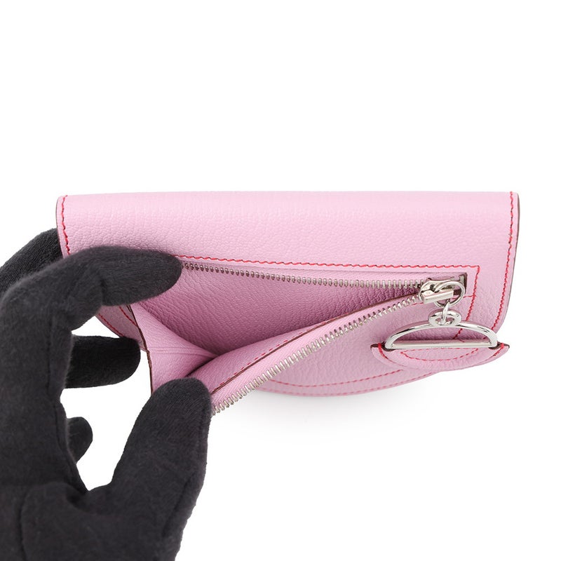 エルメス 二つ折り財布 インザループ コンパクト モーヴシルベストル/ルージュクー/シルバー金具 シェブルミゾル D刻印 財布