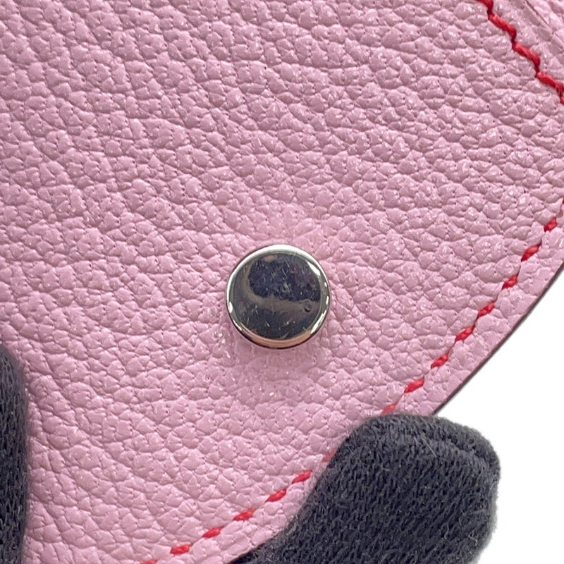 エルメス 二つ折り財布 インザループ コンパクト モーヴシルベストル/ルージュクー/シルバー金具 シェブルミゾル D刻印 財布