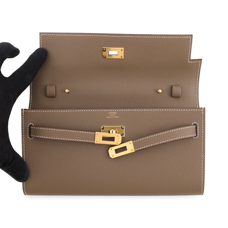 エルメス ケリーウォレット ロング トゥーゴー エトゥープ/ゴールド金具 エプソン G刻印 財布