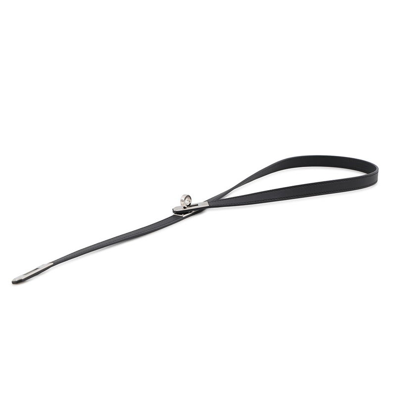 エルメス ネックレス タイネックレス ケリー ブラック/シルバー金具 スイフト W刻印 HERMES 黒