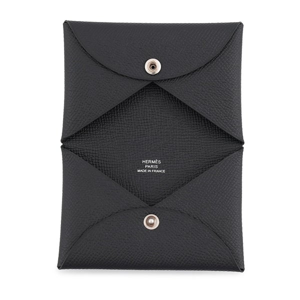 エルメス カードケース カルヴィ ブラック エプソン U刻印 HERMES 名刺入れ 黒