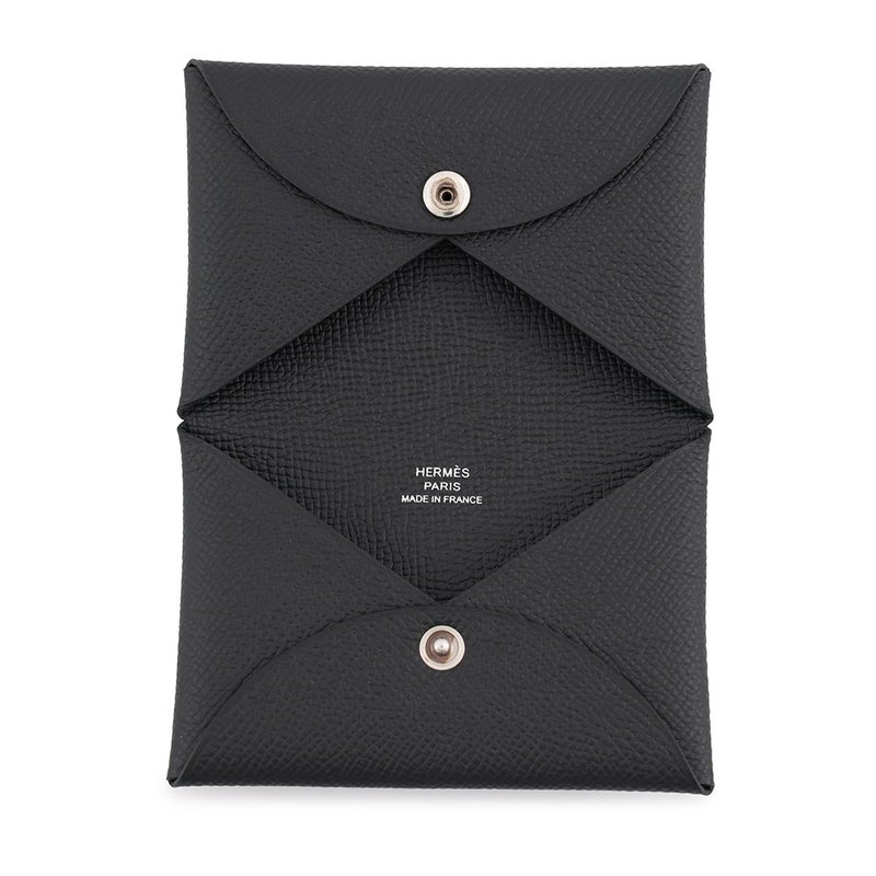 エルメス カードケース カルヴィ ブラック エプソン U刻印 HERMES 名刺入れ 黒
