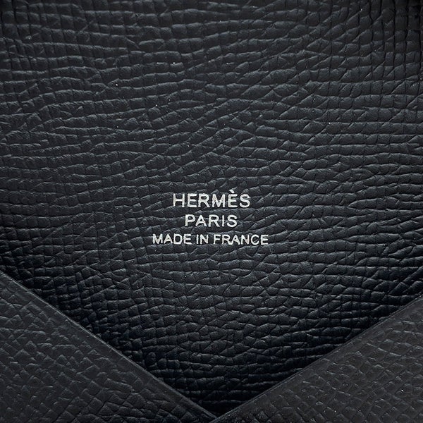 エルメス カードケース カルヴィ ブラック エプソン U刻印 HERMES 名刺入れ 黒