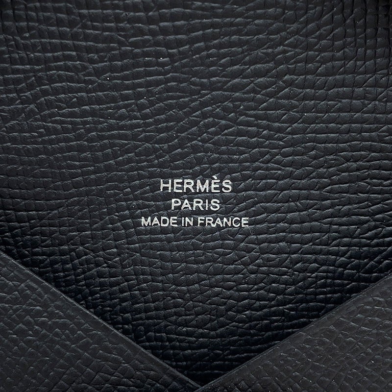 エルメス カードケース カルヴィ ブラック エプソン U刻印 HERMES 名刺入れ 黒